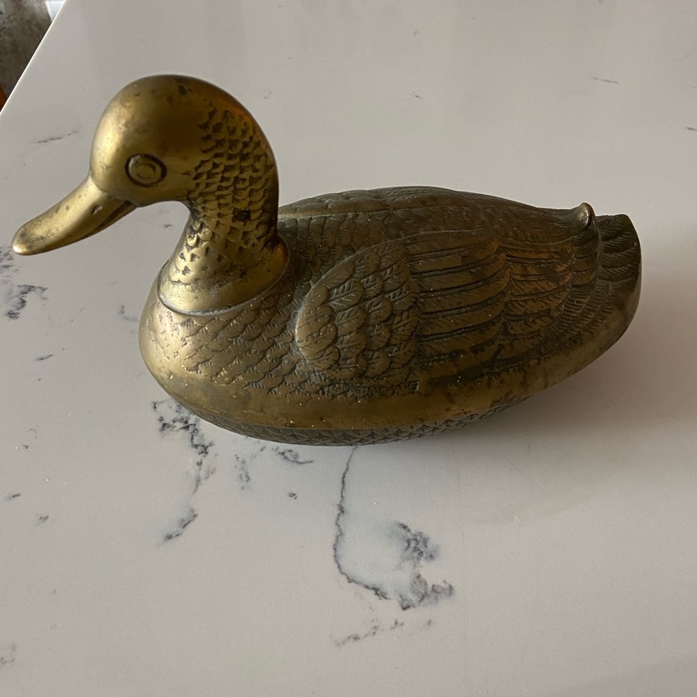 Vintage Brass Duck container. Made in Korea